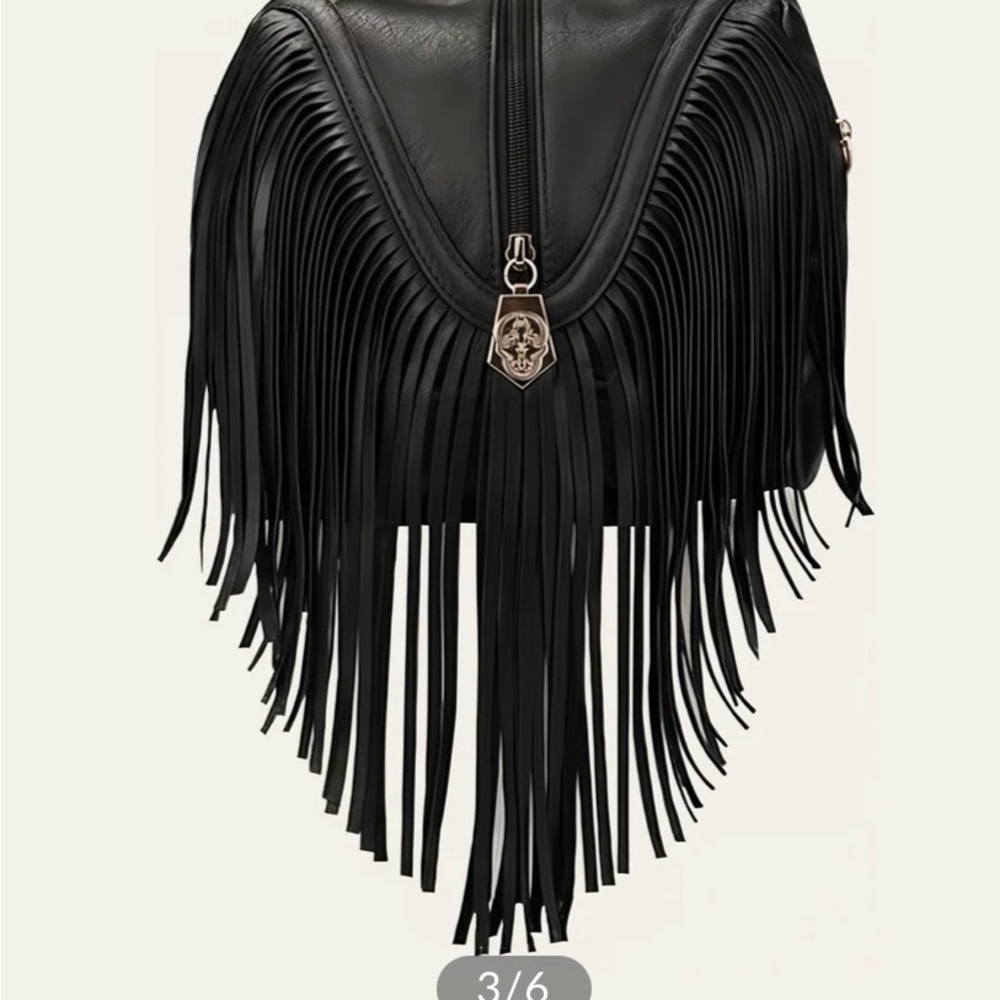 Commense Black Fringe Satchel